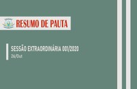 Sessão Extraordinária 001/2020 - Resumo de Pauta