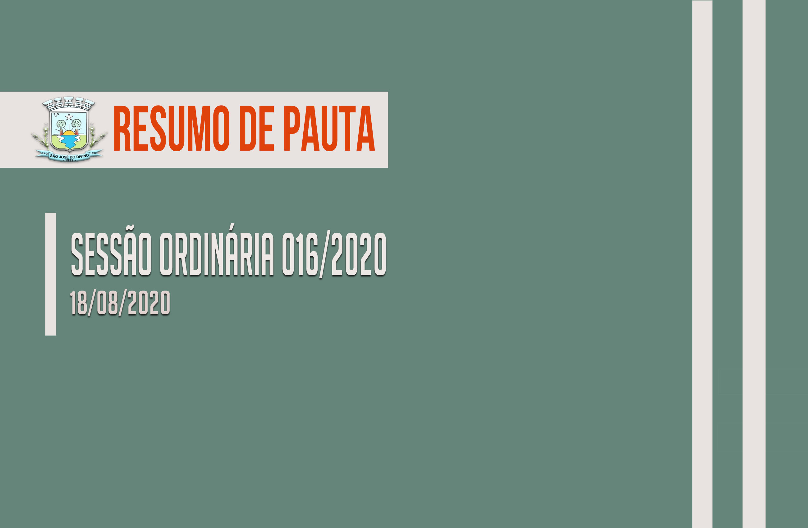 Sessão ordinária 016/2020 - Resumo de Pauta