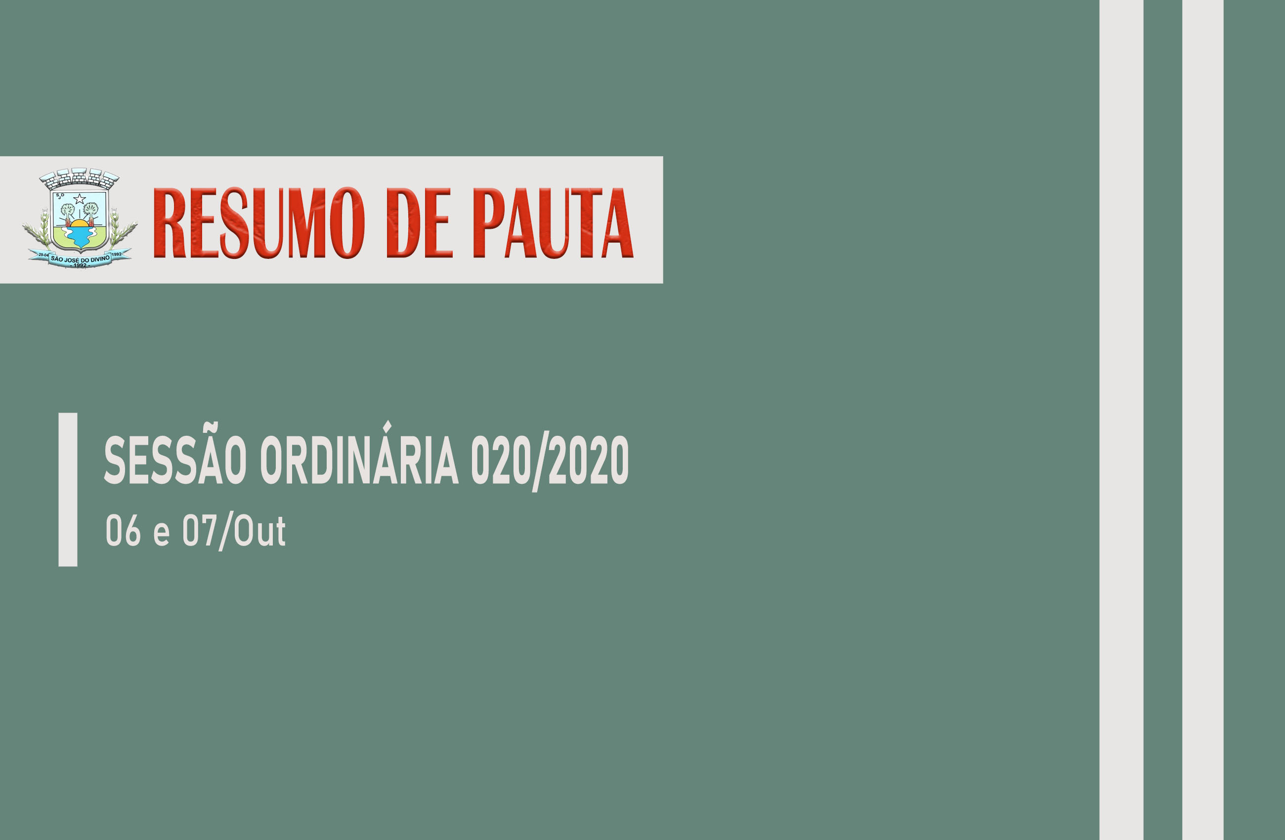 Sessão ordinária 020/2020 - Resumo de Pauta